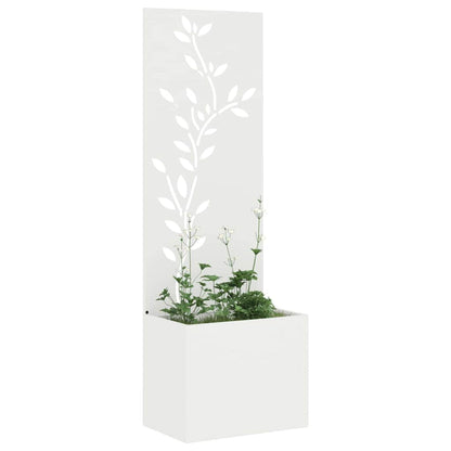 Garden Planter with Decorative Panel White 50 x 140 cm