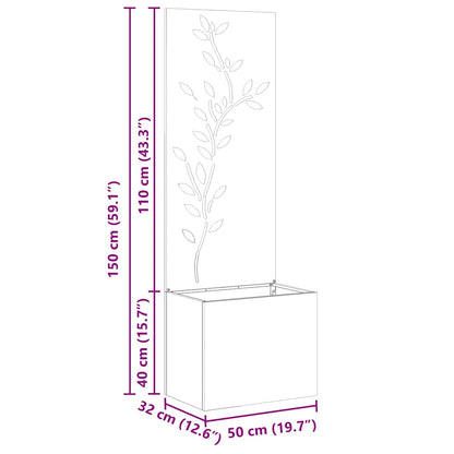 Garden Planter with Decorative Panel White 50 x 140 cm