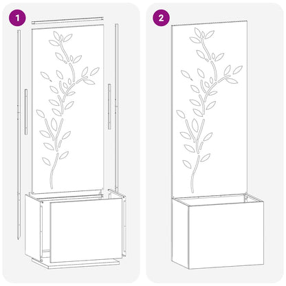 Garden Privacy Screen Floral Sliver 50 x 140 cm Stainless steel