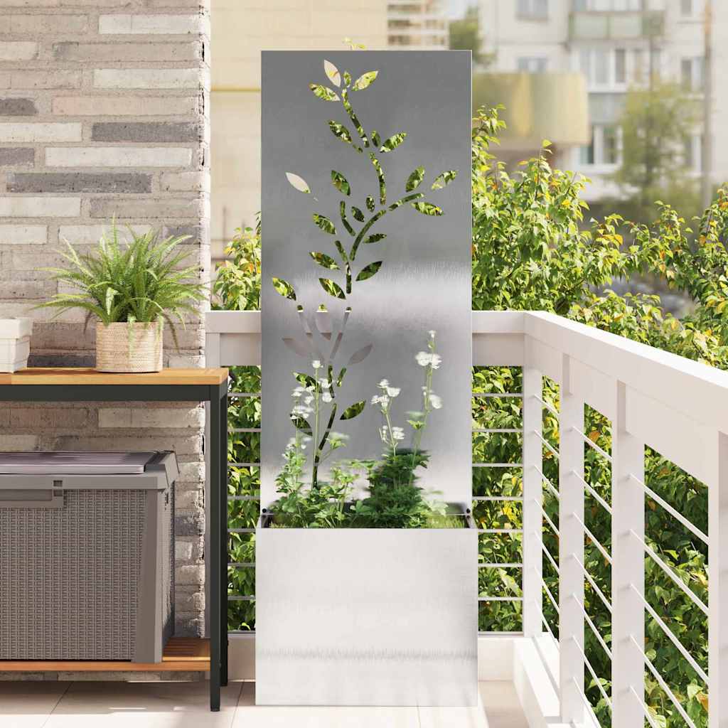 Garden Privacy Screen Floral Sliver 50 x 140 cm Stainless steel