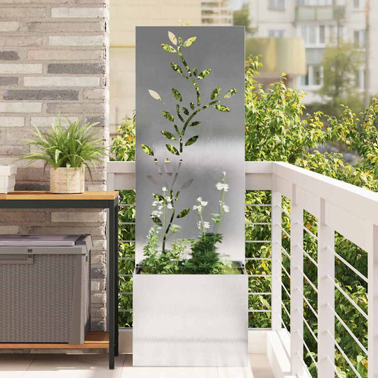 Garden Privacy Screen Floral Sliver 50 x 140 cm Stainless steel