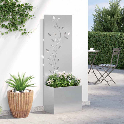Garden Privacy Screen Floral Sliver 50 x 140 cm Stainless steel