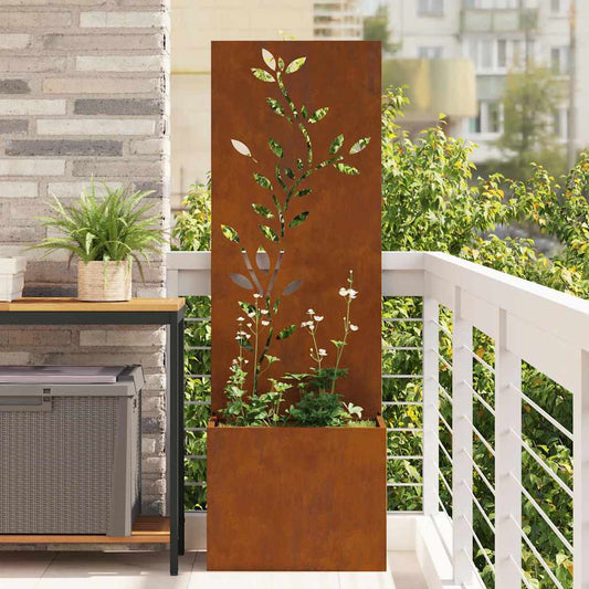 Garden Privacy Screen Floral Rusty 50 x 140 cm Weathering steel