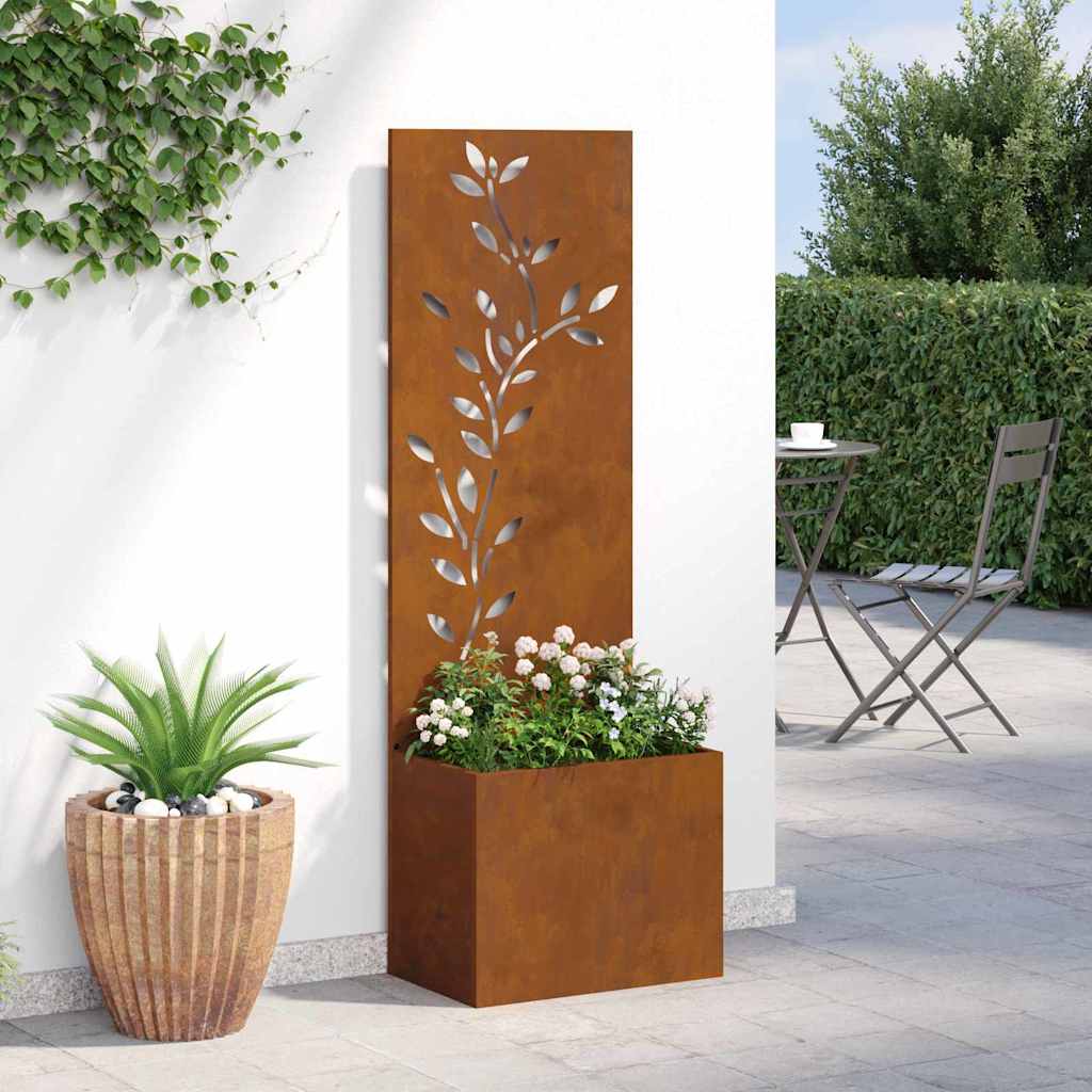 Garden Privacy Screen Floral Rusty 50 x 140 cm Weathering steel