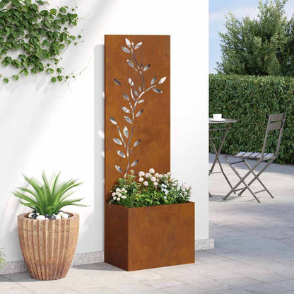 Garden Privacy Screen Floral Rusty 50 x 140 cm Weathering steel
