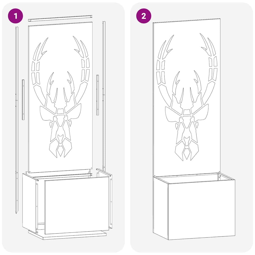 Garden Planter with Decorative Panel White 50 x 140 cm