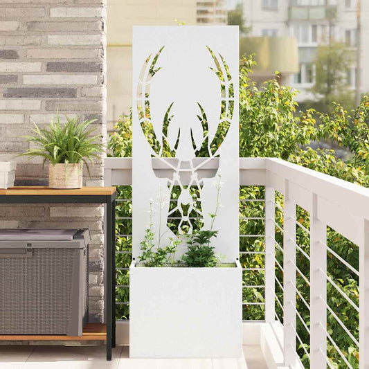 Garden Planter with Decorative Panel White 50 x 140 cm