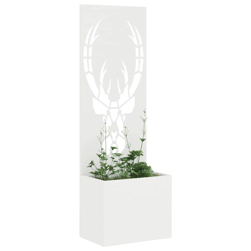 Garden Planter with Decorative Panel White 50 x 140 cm