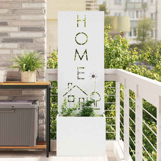 Garden Planter with Decorative Panel White 50 x 140 cm