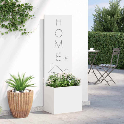 Garden Planter with Decorative Panel White 50 x 140 cm