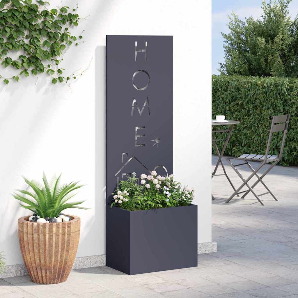 Garden Planter with Decorative Panel Anthracite 50 x 140 cm