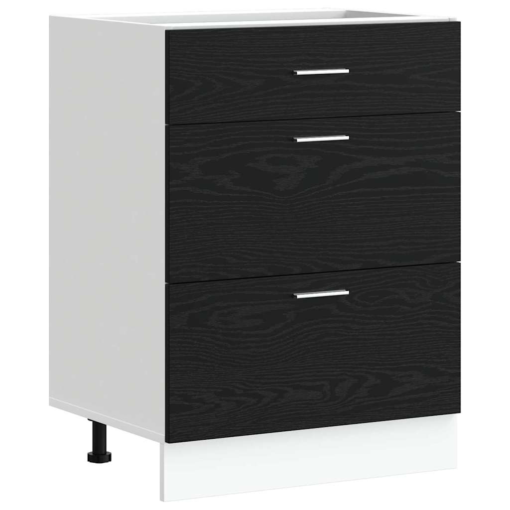 Kitchen Base Cabinet Riga Black Oak 60 x 46 x 81.5 cm