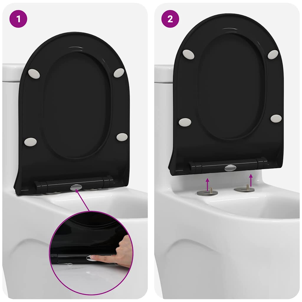 Toilet suitable for Seat Black 50 x 36 x 5 cm Polypropylene
