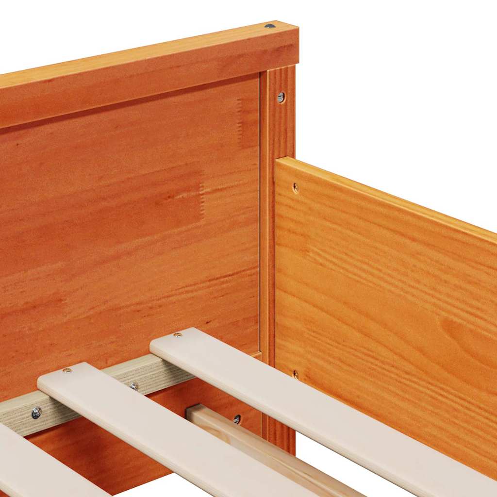 Bed Frame with Mattress Wax brown 80 x 200 cm Solid pine wood