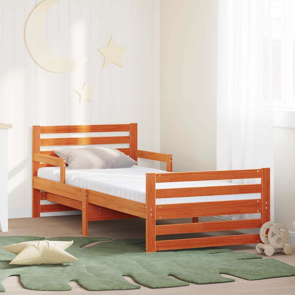 Bed Frame with Mattress with Headboard Wax brown 80 x 200 cm