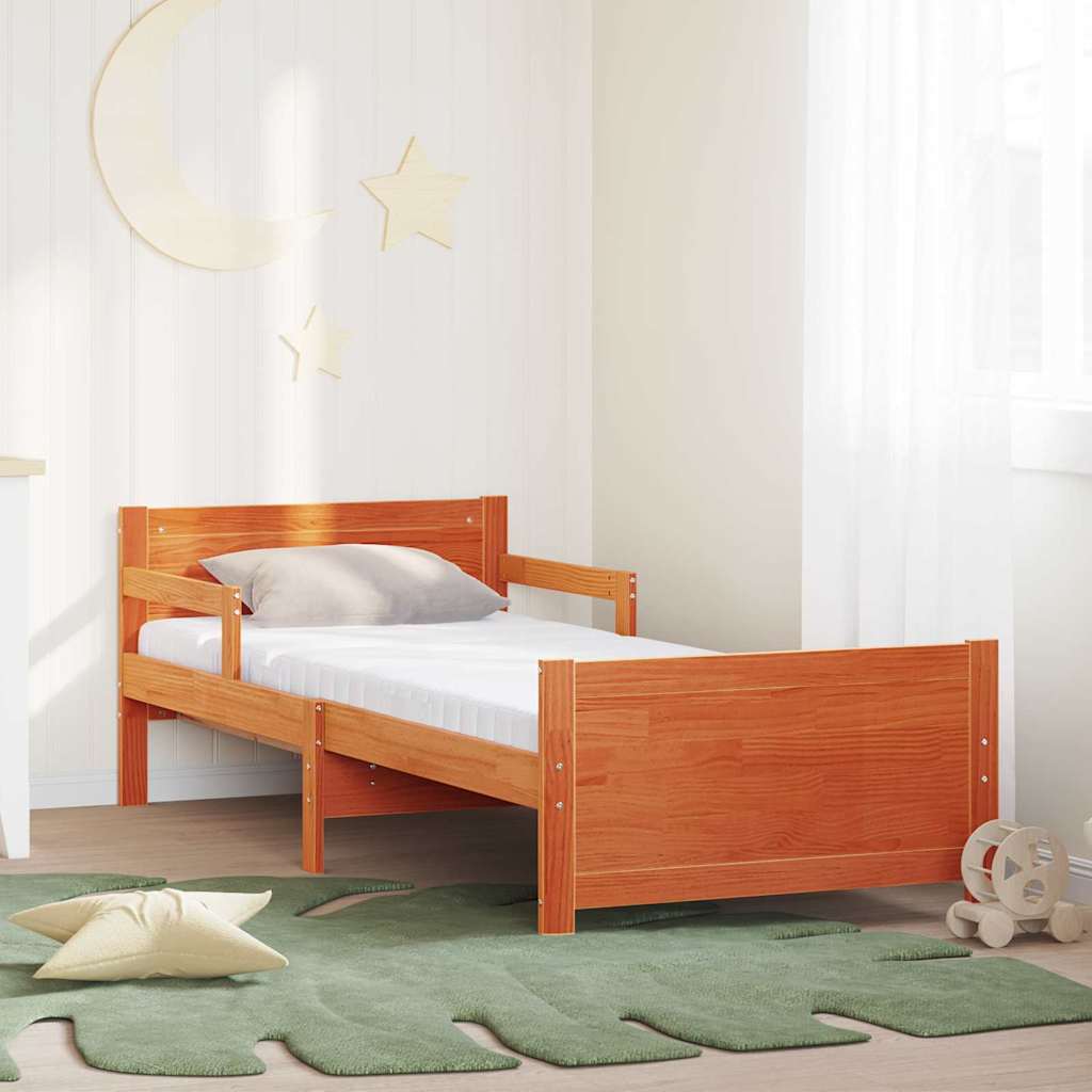 Bed Frame with Mattress with Headboard Wax brown 80 x 200 cm