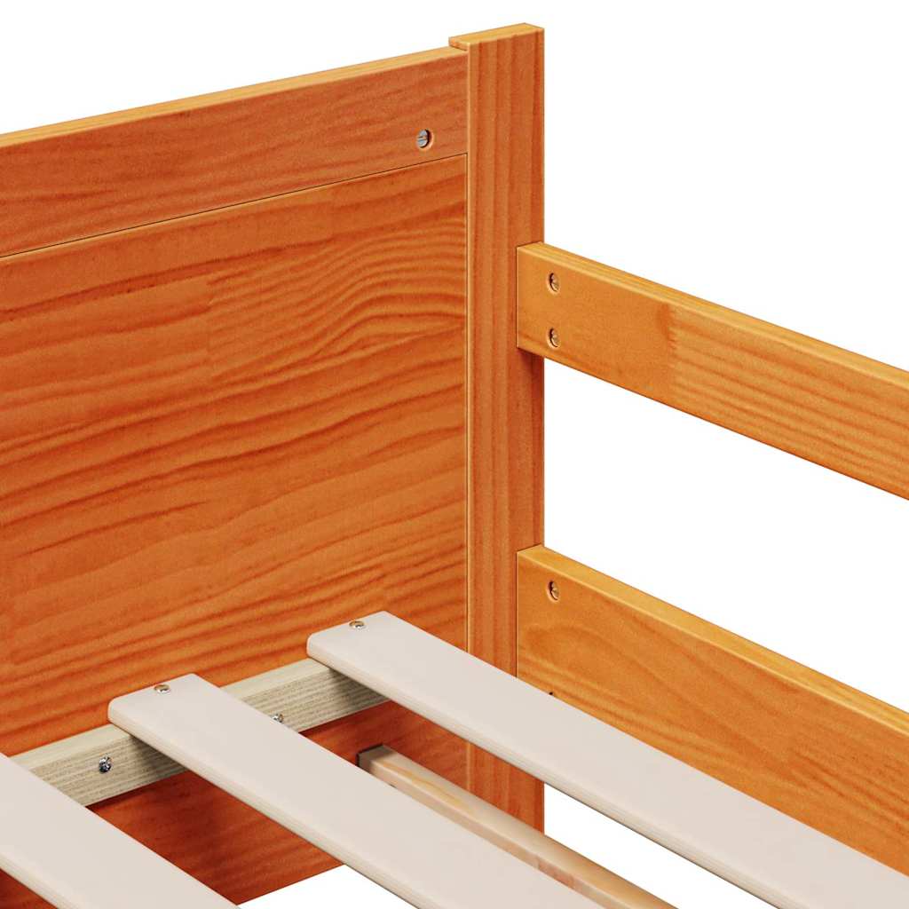 Bed Frame with Mattress with Headboard Wax brown 80 x 200 cm