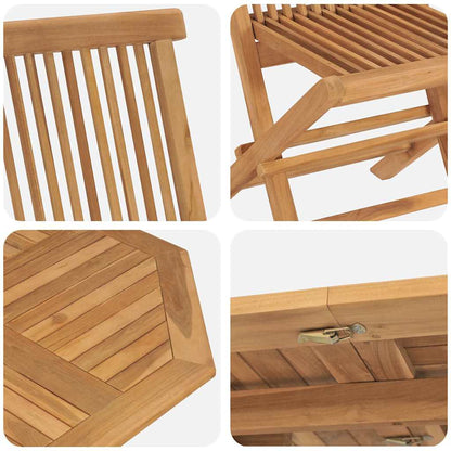 Garden Dining Set Folding 5 pcs Brown Solid Teak wood