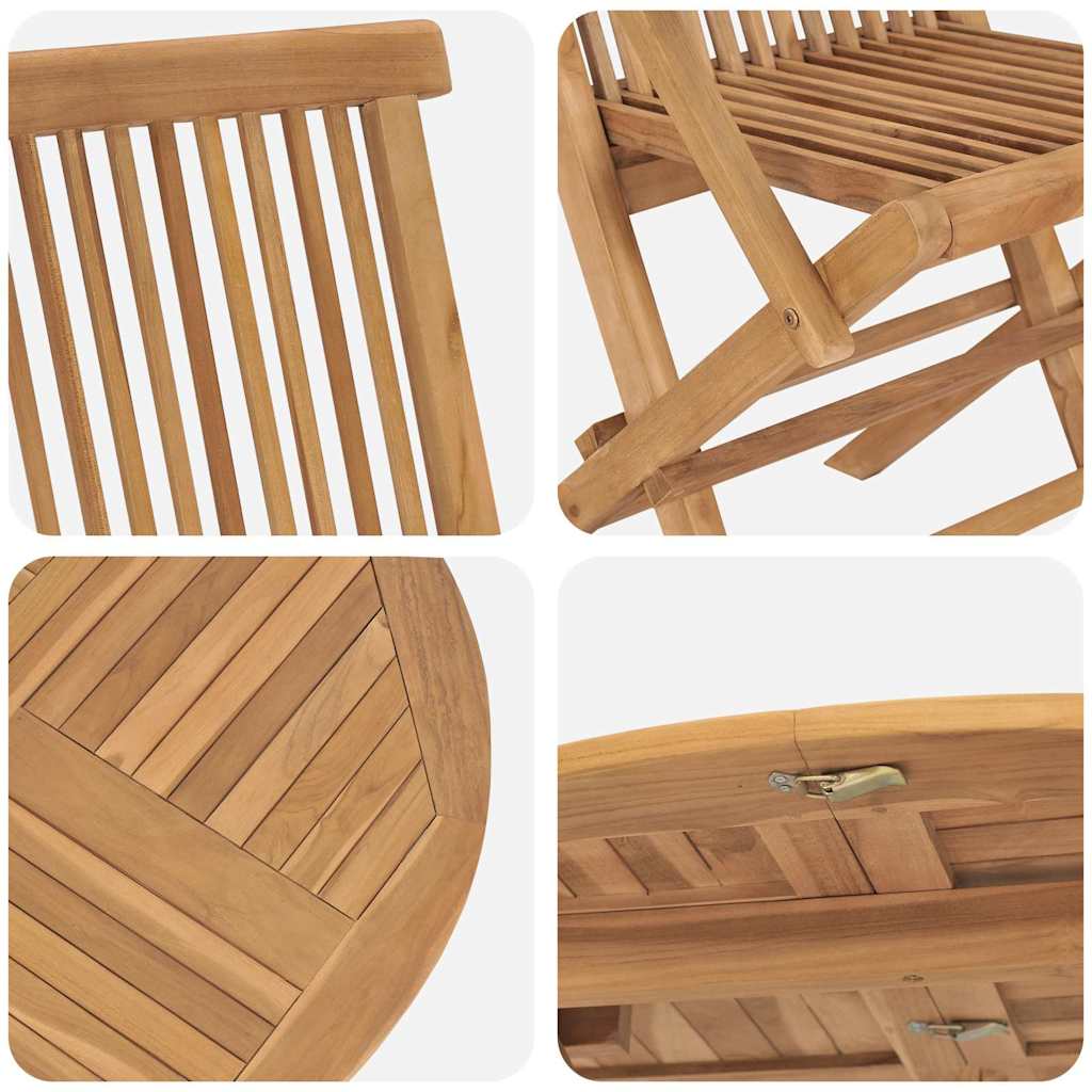 Garden Dining Set Folding 5 pcs Brown Solid Teak wood