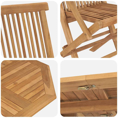 Garden Dining Set Folding 5 pcs Brown Solid Teak wood