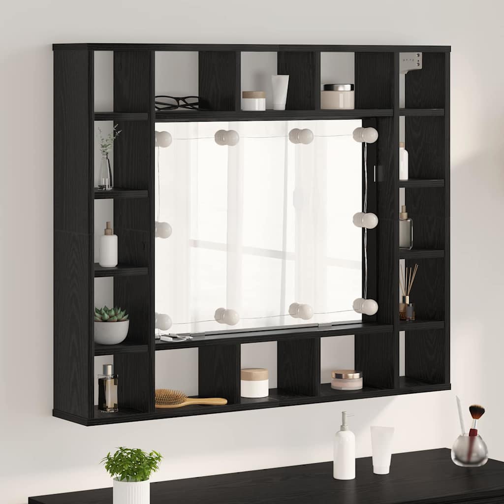 Mirror Cabinet Black oak 91 x 15 x 76.5 cm Engineered wood