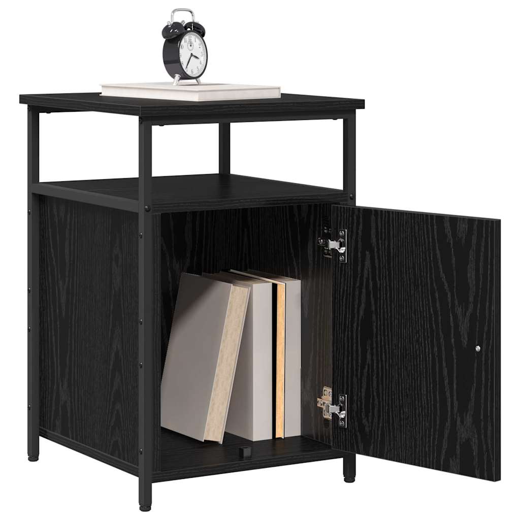Bedside Cabinet Black oak Engineered Wood