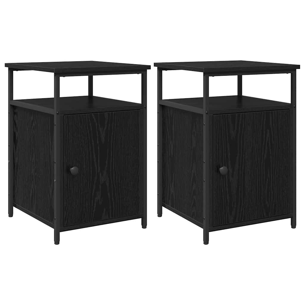 Bedside Cabinet Black oak Engineered Wood