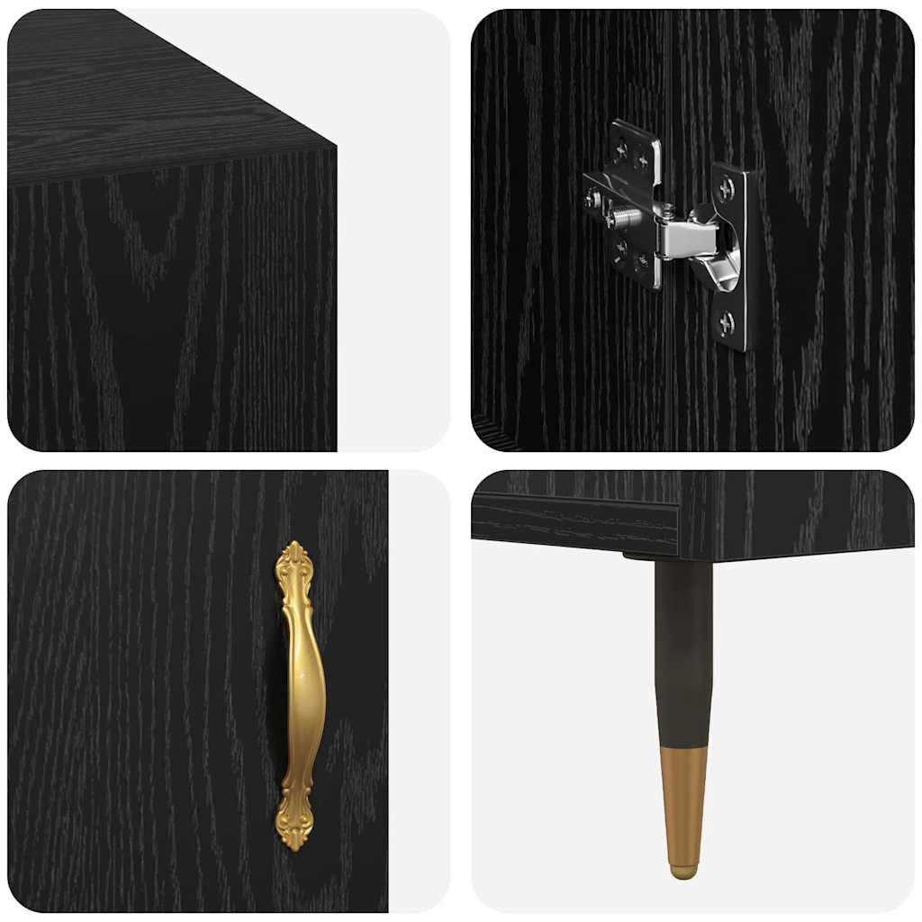 Desk with Shelf Black oak 140 x 50 x 75 cm Engineered wood