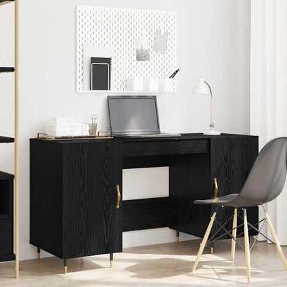 Desk with Shelf Black oak 140 x 50 x 75 cm Engineered wood