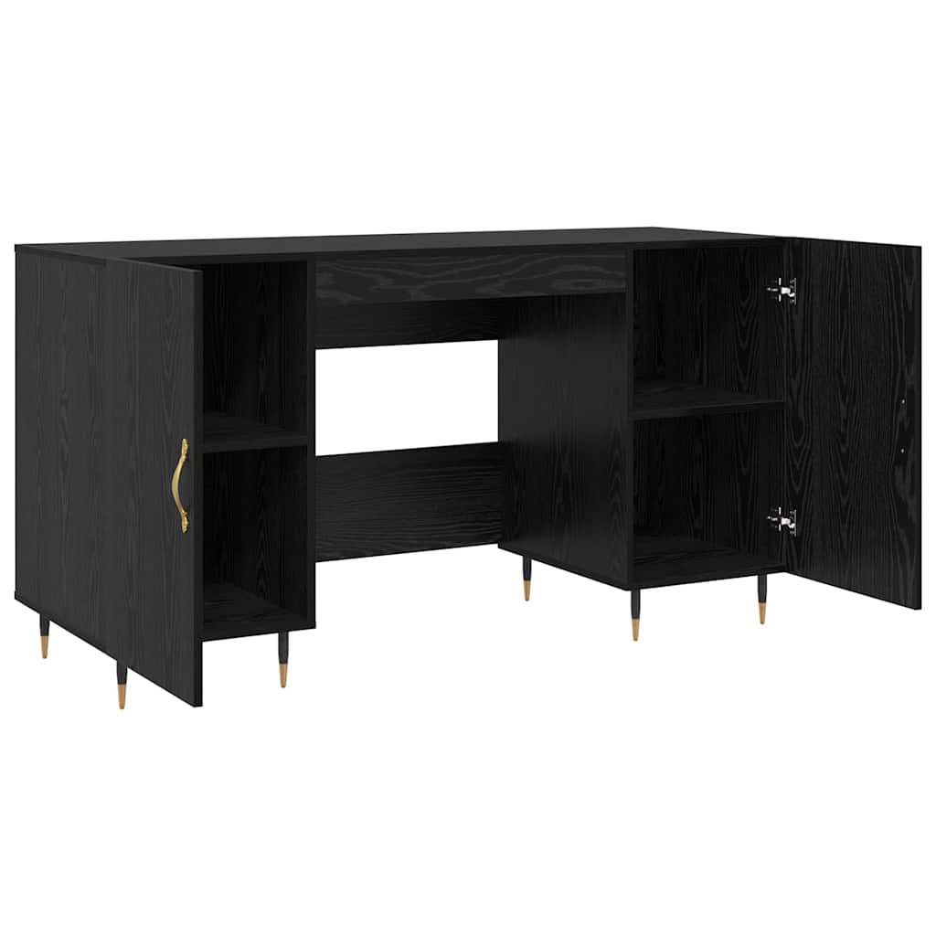 Desk with Shelf Black oak 140 x 50 x 75 cm Engineered wood