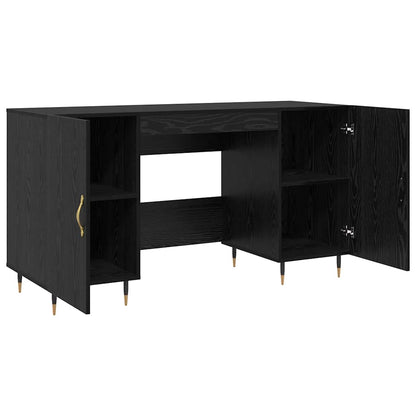 Desk with Shelf Black oak 140 x 50 x 75 cm Engineered wood