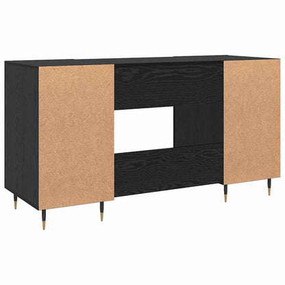 Desk with Shelf Black oak 140 x 50 x 75 cm Engineered wood