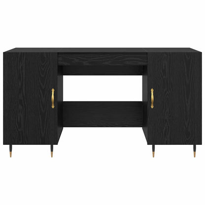 Desk with Shelf Black oak 140 x 50 x 75 cm Engineered wood