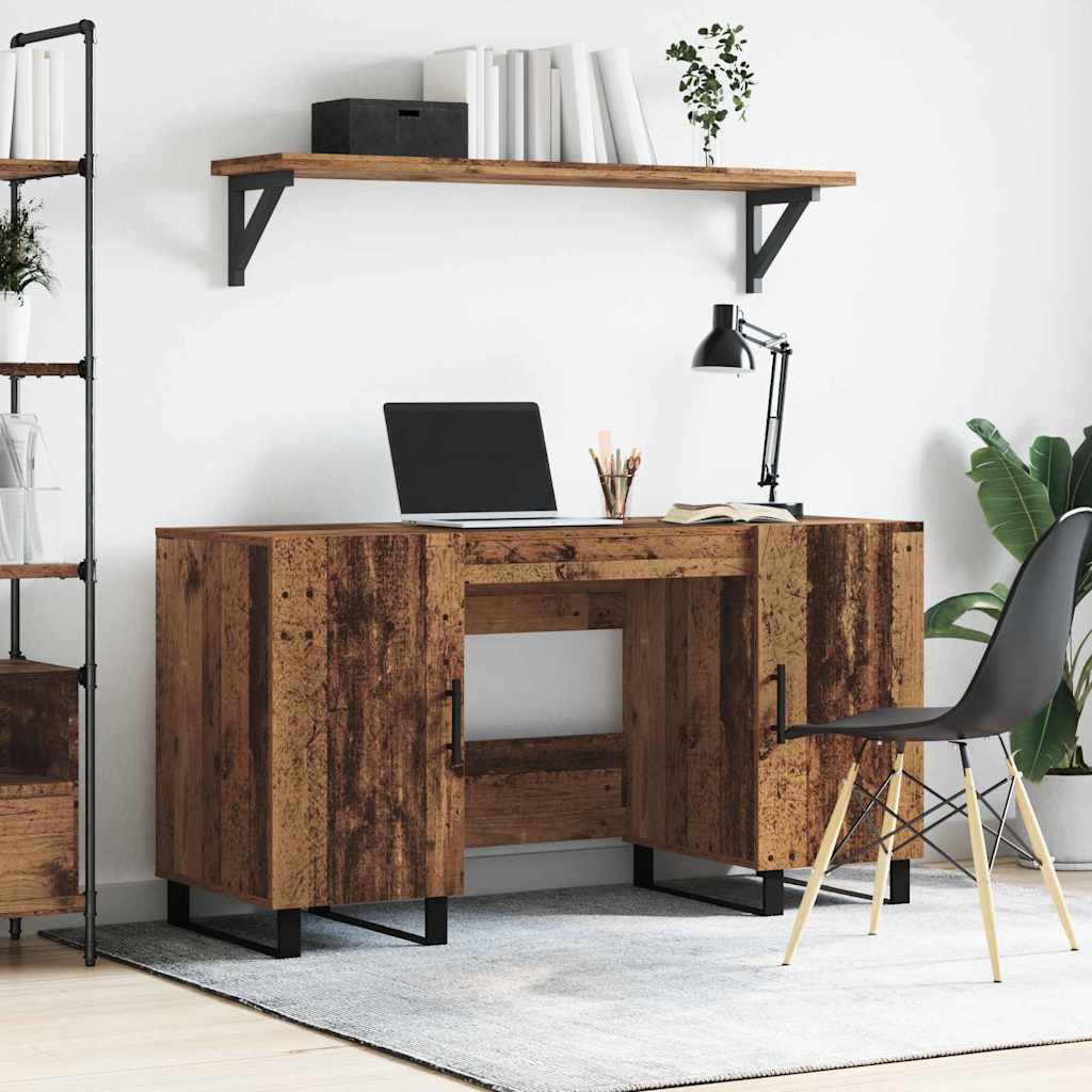 Desk with Shelf Old wood 140 x 50 x 75 cm Engineered wood