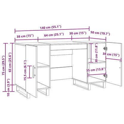 Desk with Shelf Old wood 140 x 50 x 75 cm Engineered wood