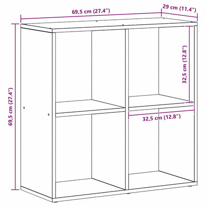Book Cabinet Black 69.5 x 29 x 69.5 cm Engineered Wood