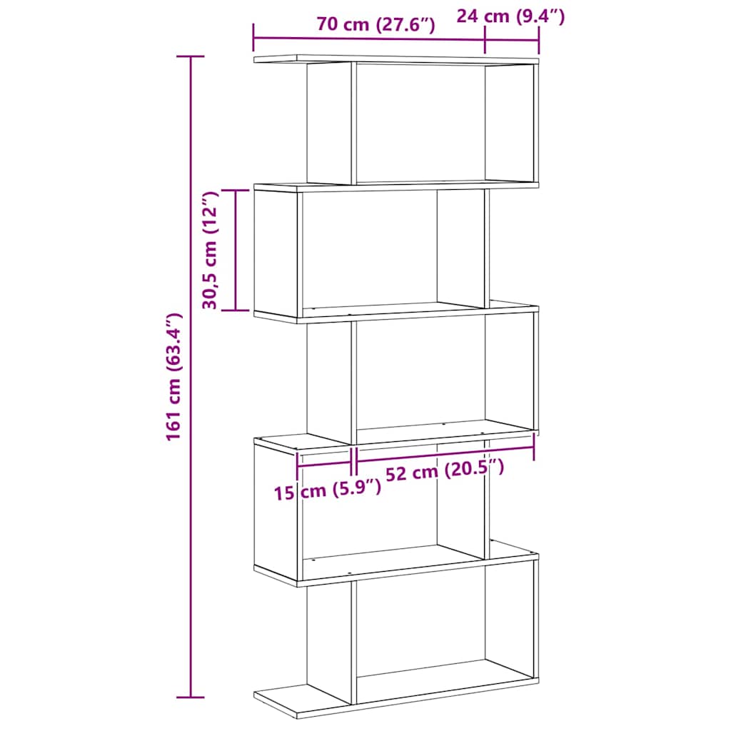 Book Cabinet Brown 70 x 24 x 161 cm Engineered wood