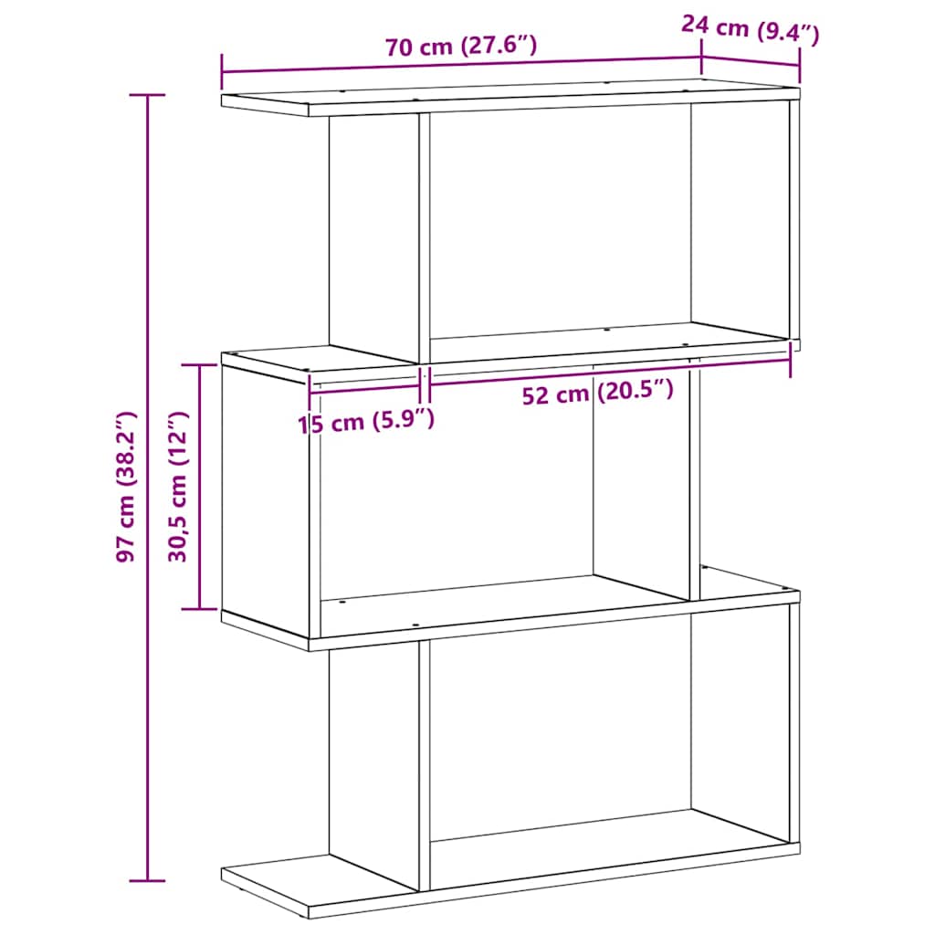 Book Cabinet Grey 70 x 14 x 97 cm Engineered wood