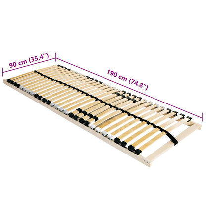 Slatted Bed Base Brown 90 x 190 cm Solid beech wood