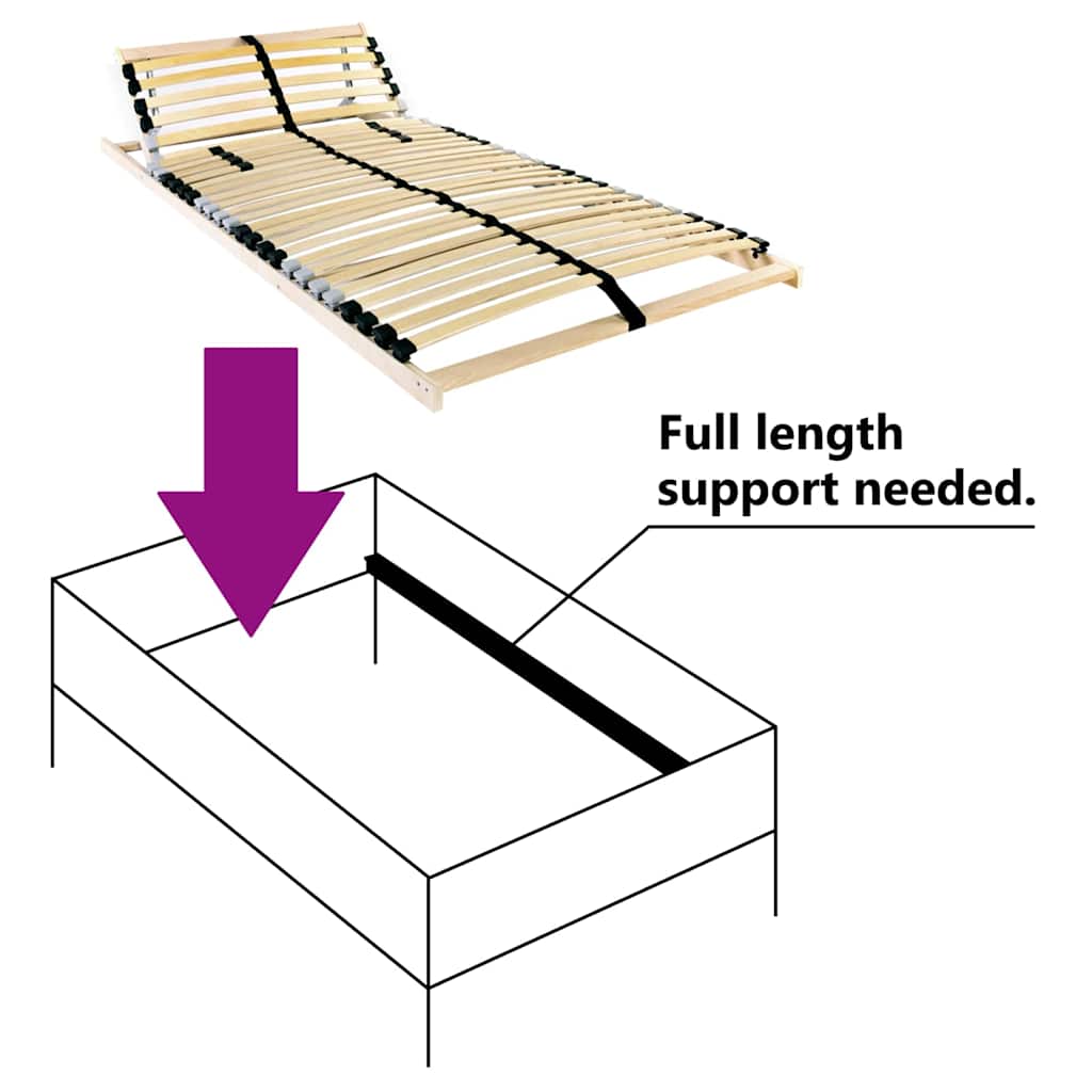 Slatted Bed Base Brown 80 x 190 cm Solid beech wood