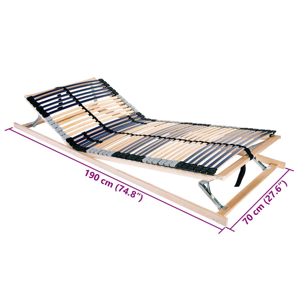 Slatted Bed Base Brown 70 x 190 cm Solid beech wood