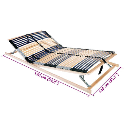 Slatted Bed Base Brown 140 x 190 cm Solid beech wood