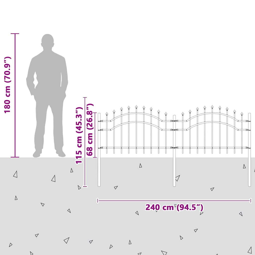 Garden Fence Grey 115 cm Powder-coated steel