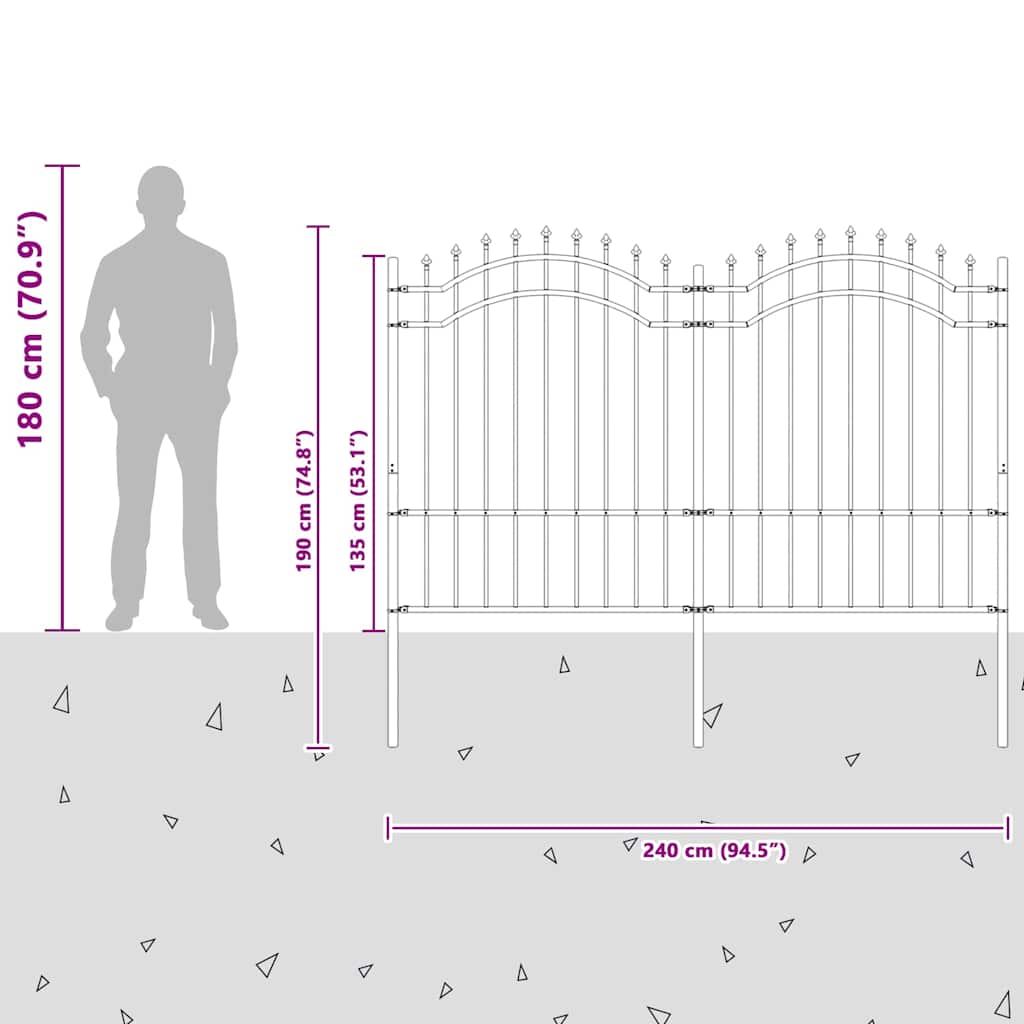Garden Fence Grey 190 cm Powder-coated steel