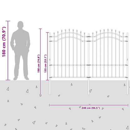 Garden Fence Grey 190 cm Powder-coated steel