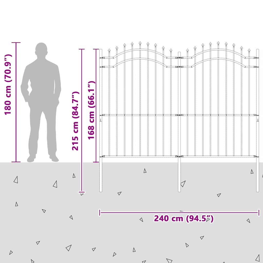 Garden Fence Grey 215 cm Powder-coated steel