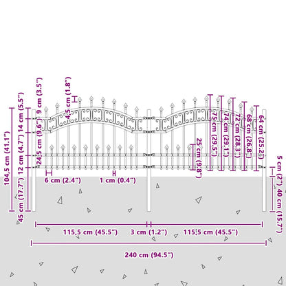 Garden Fence Grey 115 cm Powder-coated steel