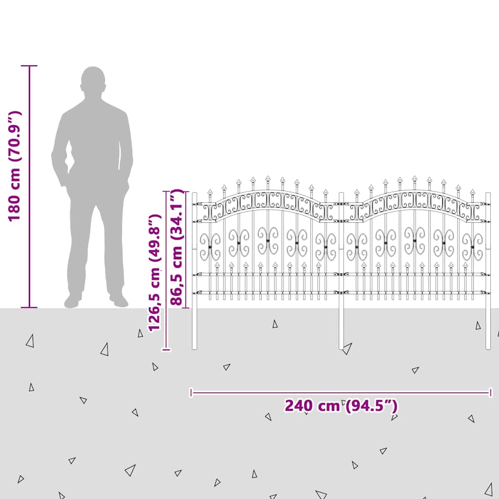 Garden Fence Grey 140 cm Powder-coated steel