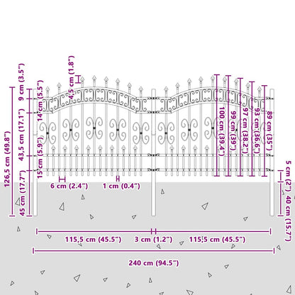 Garden Fence Grey 140 cm Powder-coated steel