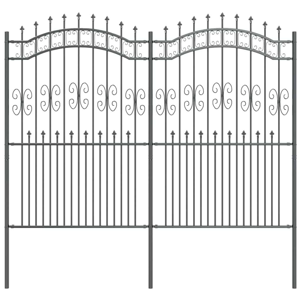 Garden Fence Grey 215 cm Powder-coated steel